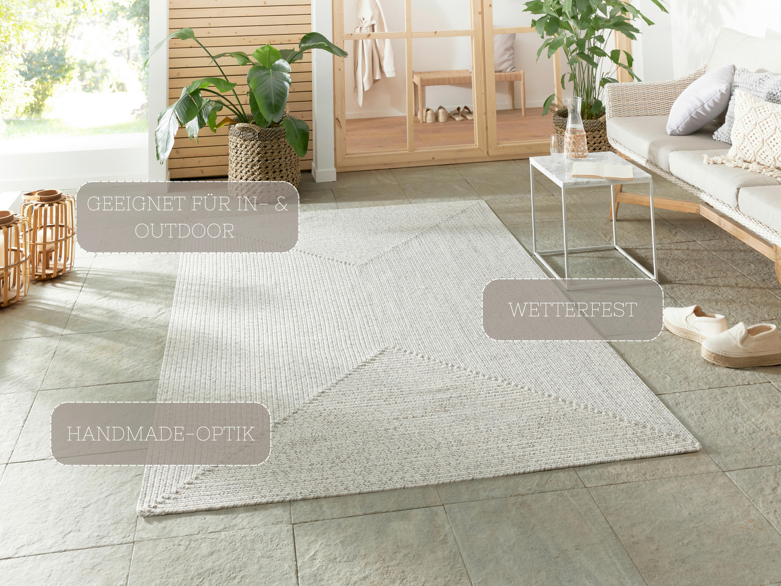 OUTDOORTEPPICH 160/230 cm Braided Creme, Multicolor  - Multicolor/Creme, Design, Kunststoff (160/230cm)