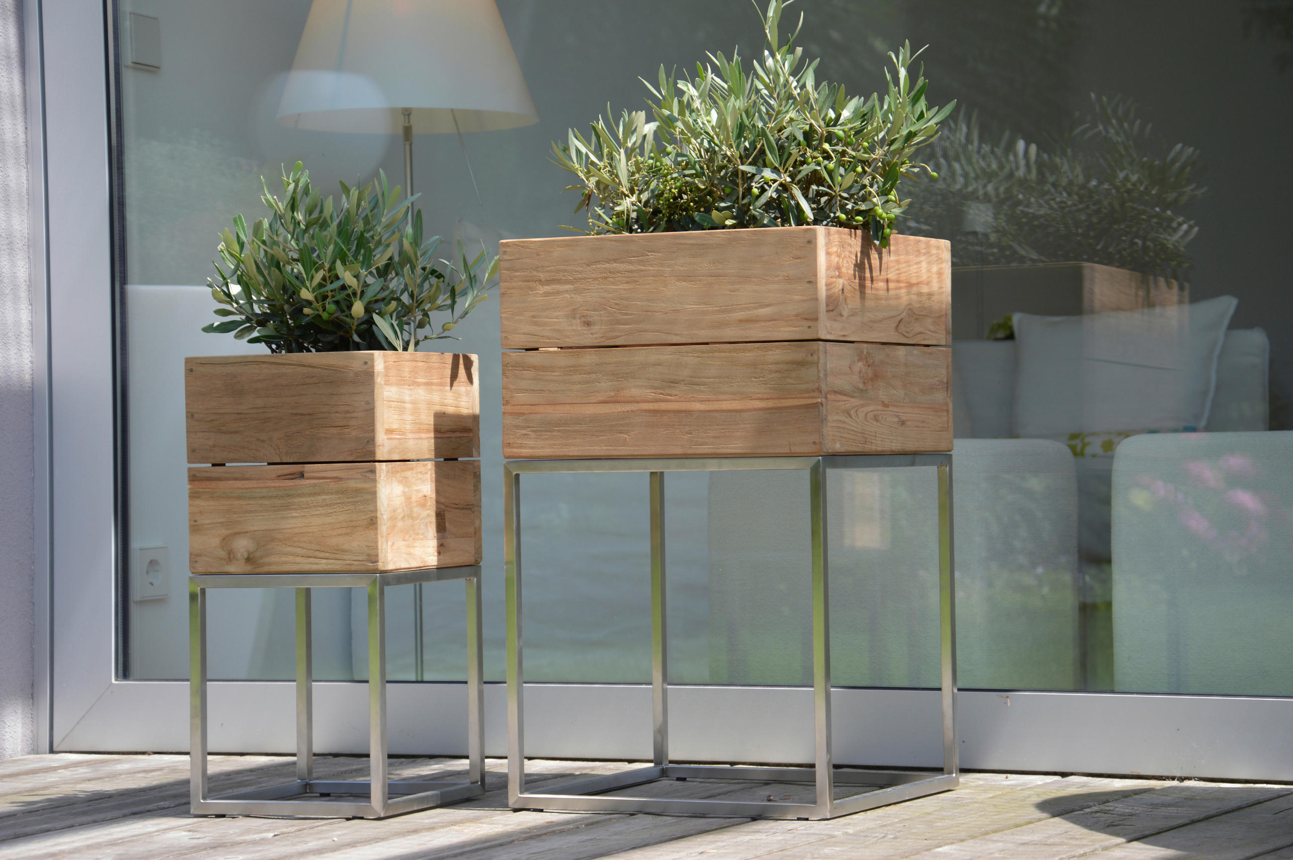 HOCHBEET Mini garden  - Edelstahlfarben/Teakfarben, MODERN, Holz/Metall (40/65/40cm) - Jan Kurtz