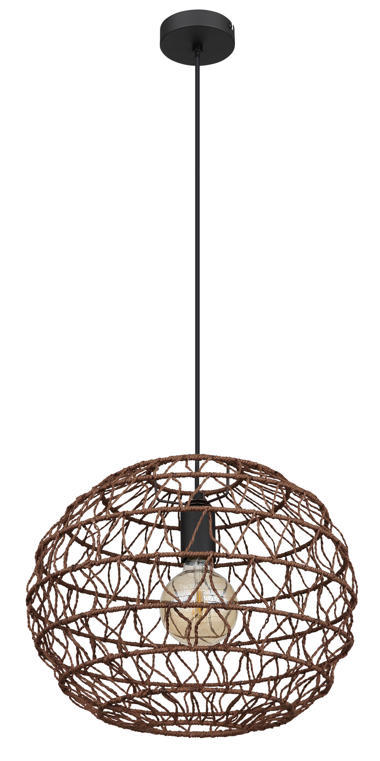 VISEČA SVETILKA        39/120 cm      E27 - črna/temno rjava, Natur, papir/kovina (39/120cm) - Globo