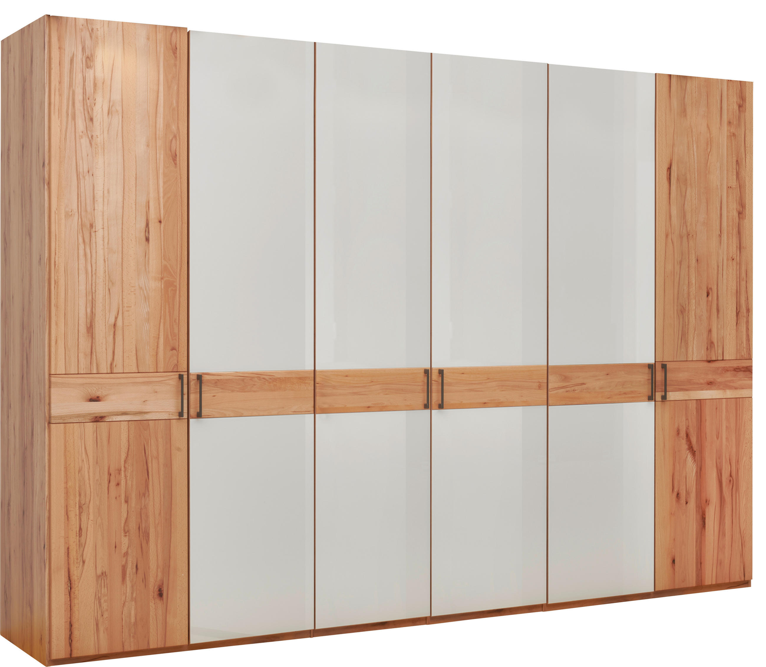 DREHTÜRENSCHRANK 300/216/58 cm,  in Champagner, Kernbuche, 6-türig  - Schieferfarben/Champagner, KONVENTIONELL, Glas/Holz (300/216/58cm) - Venda