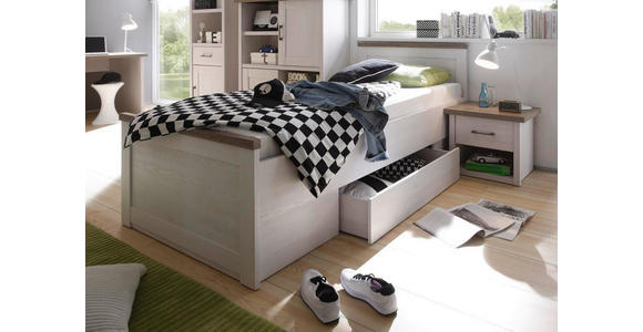 STAURAUMBETT 90/200 cm  in Weiß, Trüffeleichefarben  - Trüffeleichefarben/Weiß, LIFESTYLE, Holzwerkstoff (90/200cm) - Carryhome