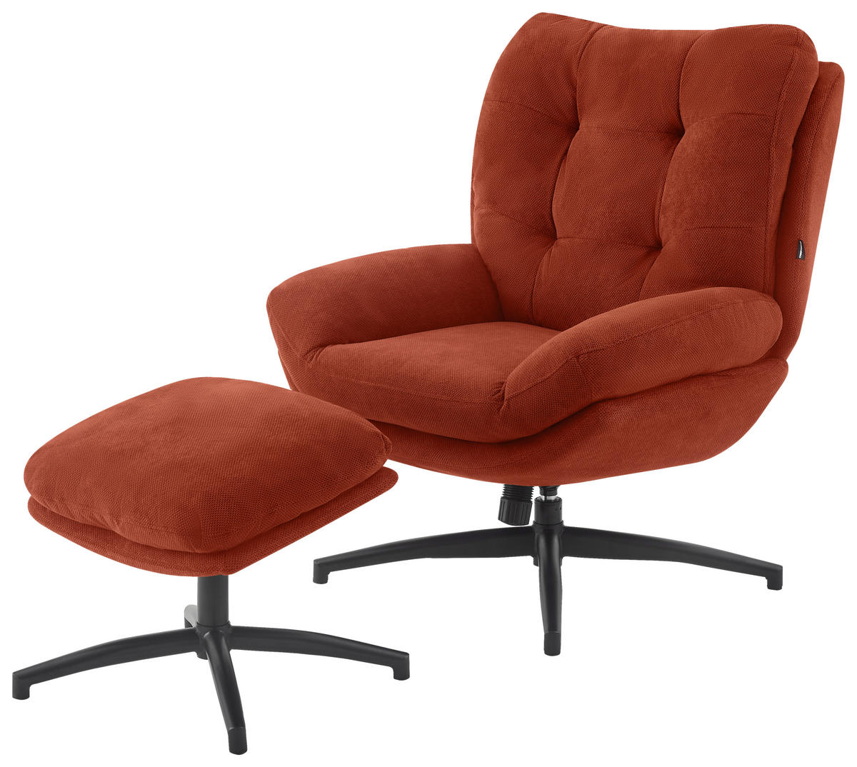 RELAXSESSELSET in Metall, Textil Schwarz, Rostfarben  - Rostfarben/Schwarz, Design, Textil/Metall (75/97/88cm) - Carryhome