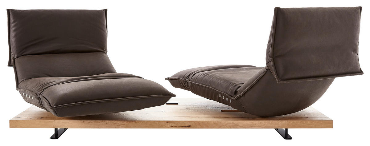 2-SITZER-SOFA Braun Echtleder  - Schwarz/Braun, Design, Leder/Holz (240/80-112/115-159cm) - Koinor