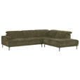 ECKSOFA Grün Chenille Kopfteilverstellung, Sitztiefenverstellung  - Schwarz/Grün, Design, Textil/Metall (307/243cm) - Xora