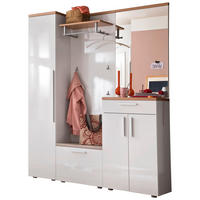 GARDEROBE 5-teilig  in 160/201/35 cm  - Weiss/Eichefarben, Design, Glas/Holz (160/201/35cm) - Moderano