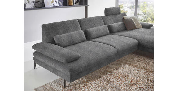 ECKSOFA in Chenille Grau  - Schwarz/Grau, Design, Textil/Metall (310/180cm) - Dieter Knoll