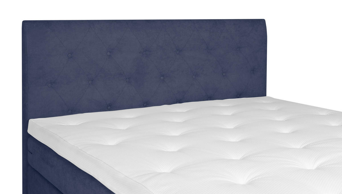 BOXSPRINGBETT 180/200 cm  in Blau  - Chromfarben/Blau, Design, Textil/Metall (180/200cm) - Welnova