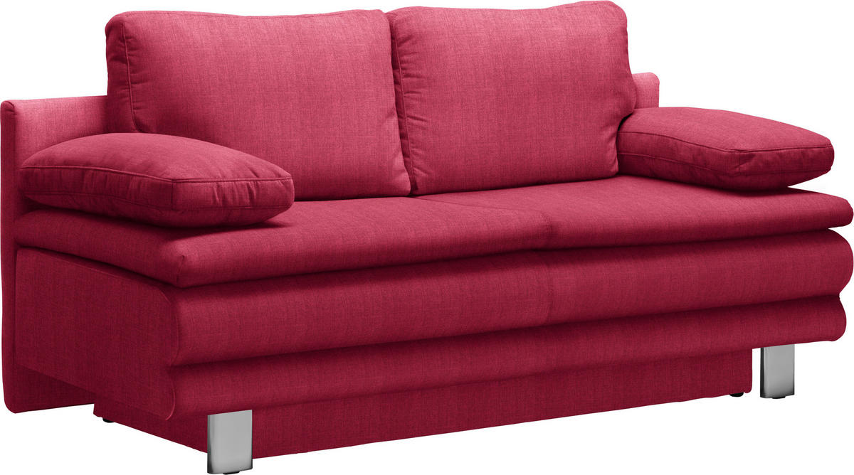 SCHLAFSOFA Bruno in Flachgewebe Rot  - Chromfarben/Rot, Design, Textil/Metall (194/96/86cm) - Novel