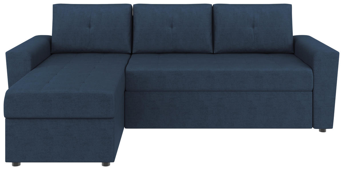 ECKSOFA TERMOLI Dunkelblau Jacquard  - Schwarz/Dunkelblau, Design, Kunststoff/Textil (155/231cm) - MID.YOU