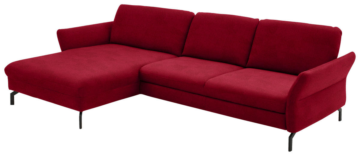 ECKSOFA in Velours Rot  - Rot/Schwarz, Design, Textil/Metall (179/306cm) - Beldomo System