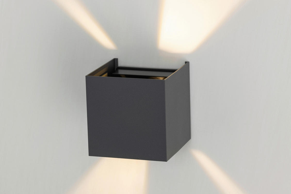 LED VÄGGLAMPA Atlas 10/10/10 cm   - mörkgrå, Basics, metall/plast (10/10/10cm) - Novel