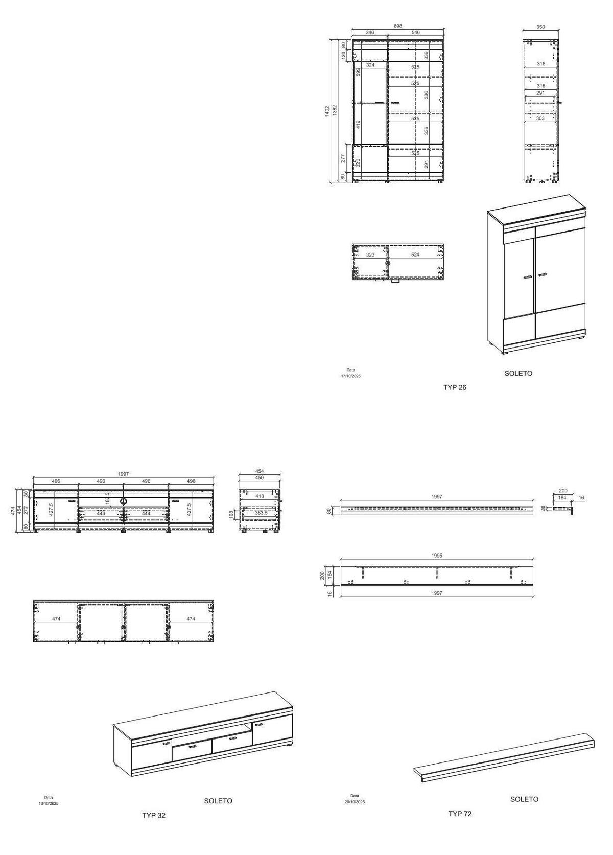 WOHNWAND 3-teilig  in Graphitfarben, Eichefarben  300/170/45 cm  - Eichefarben/Schwarz, Design, Glas/Holzwerkstoff (300/170/45cm) - MID.YOU