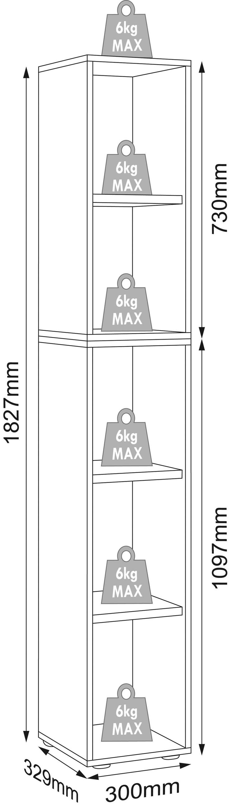 AKTENREGAL 30/183/33 cm  - Honigeiche/Weiss, Design, Holzwerkstoff (30/183/33cm) - MID.YOU