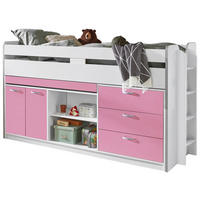 SREDNJE VISOKI KREVET    - bijela/ružičasta, Moderno, drvni materijal (90/200cm) - Livetastic