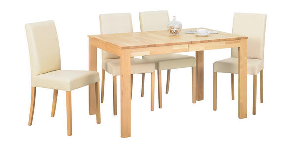 STUHL Lederlook Beige, Buchefarben - Beige/Buchefarben, KONVENTIONELL, Holz/Textil (43/90/56cm) - Cantus