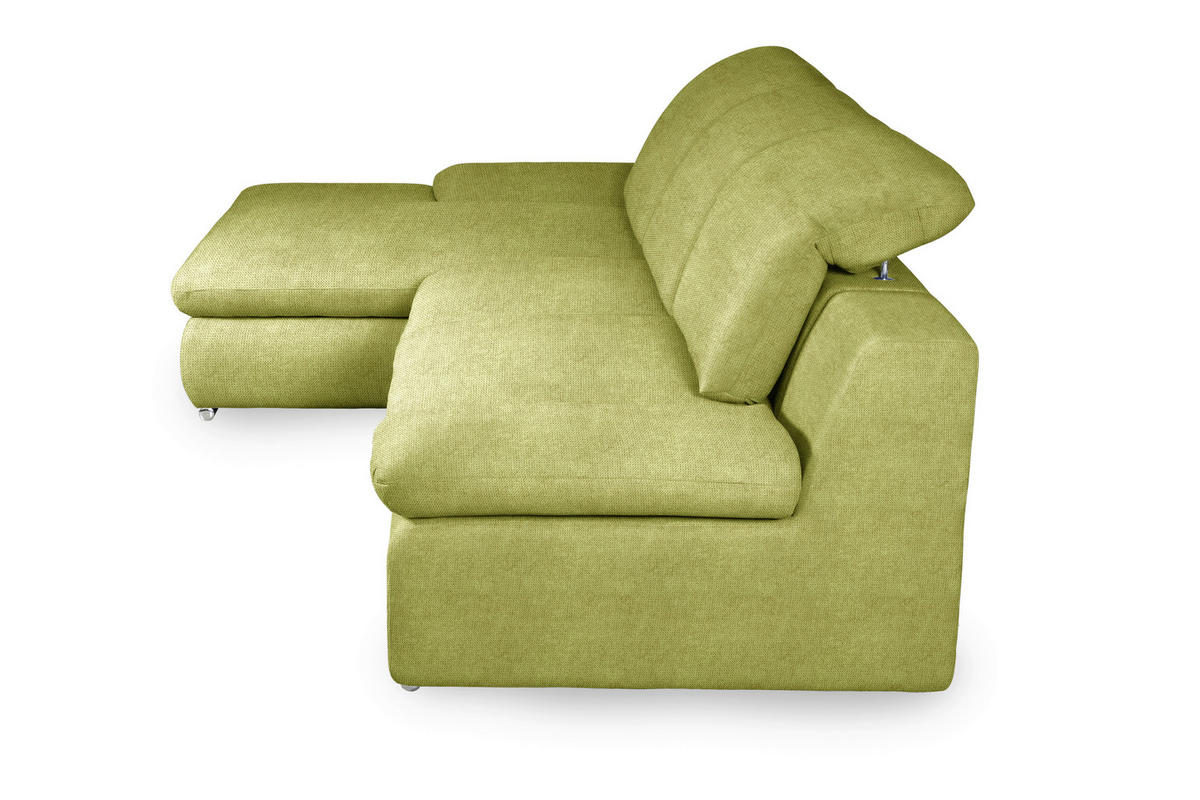 ECKSOFA in Chenille Grün  - Chromfarben/Grün, Design, Textil/Metall (165/286cm) - Livetastic