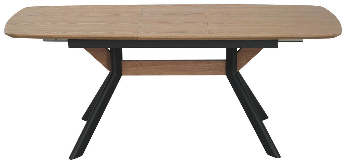 ESSTISCH 160/200/95/76 cm Nachbildung  Metall, Holzwerkstoff ausziehbar rechteckig Naturfarben, Schwarz  - Schwarz/Naturfarben, MODERN, Holzwerkstoff/Metall (160/200/95/76cm) - Livetastic