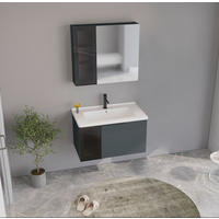 BADEZIMMER 3-teilig  in  - Weiß Hochglanz/Anthrazit, MODERN, Glas/Keramik (80/114/45cm) - MID.YOU