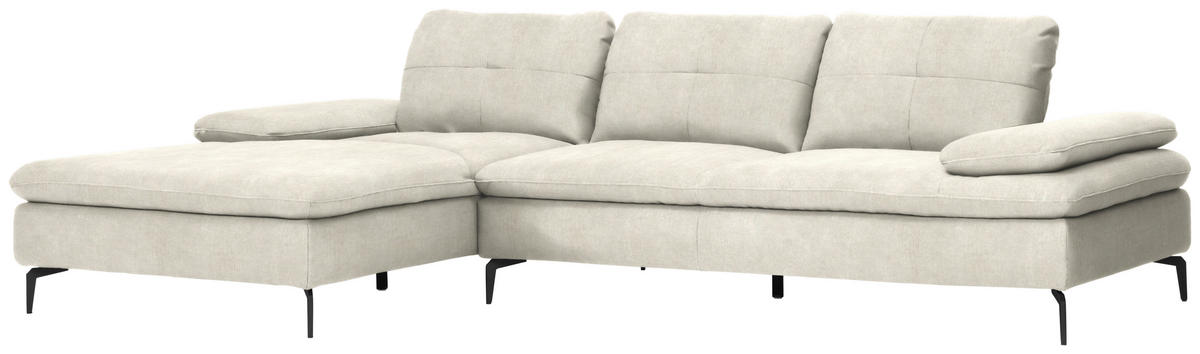ECKSOFA in Velours Beige  - Beige/Schwarz, Design, Textil/Metall (179/301cm) - Chilliano