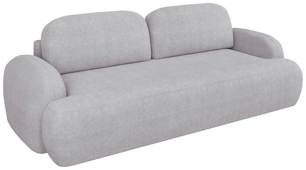 3-SITZER-SOFA Sevilla Plus in Bouclé Hellgrau  - Hellgrau/Schwarz, Design, Kunststoff/Textil (256/93/120cm) - MID.YOU