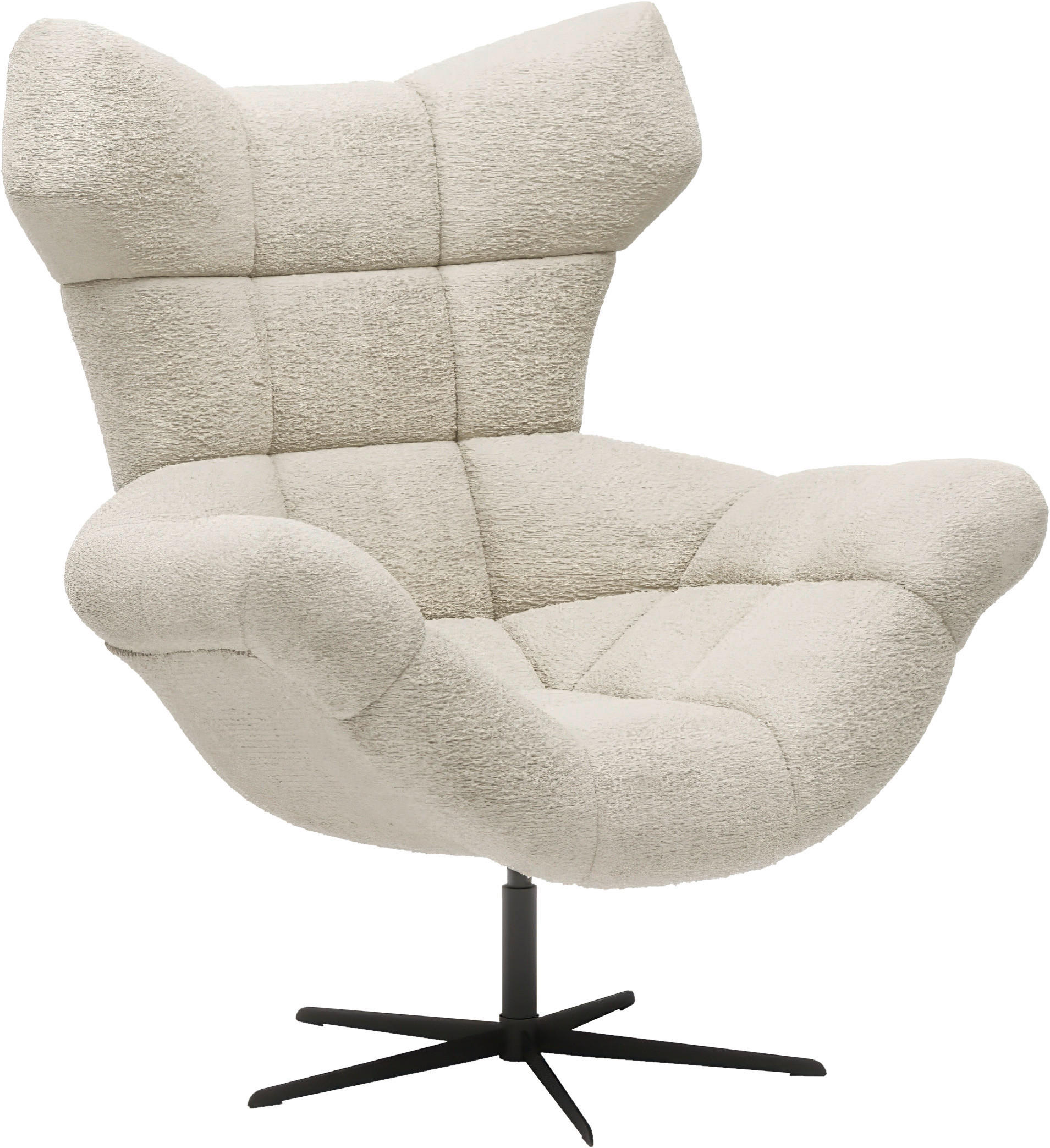 OHRENSESSEL Chenille Creme  - Creme/Schwarz, Design, Textil/Metall (103/119/84cm) - home24
