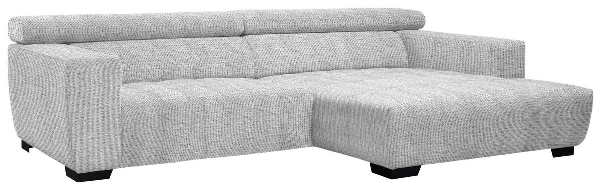 ECKSOFA in Webstoff Hellgrau  - Hellgrau/Schwarz, Konventionell, Textil/Metall (279/182cm) - Hom`in
