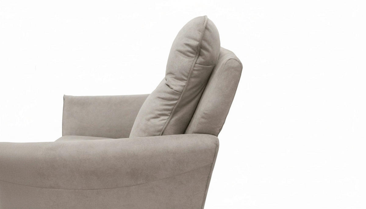 2-SITZER-SOFA Mikrofaser Taupe  - Taupe/Buchefarben, Design, Holz/Textil (145/110/92cm) - Livetastic