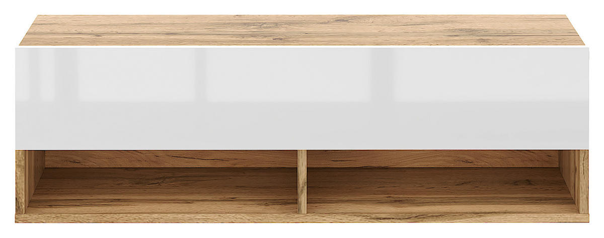 LOWBOARD DERBY  in 100/31,5/32,5 cm  - Weiß Hochglanz/Eiche Wotan, Design, Holzwerkstoff (100/31,5/32,5cm) - Livetastic
