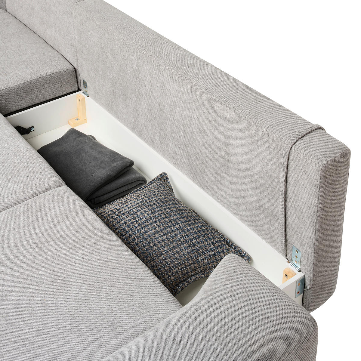 HÖRNSOFFA i vävt tyg ljusgrå  - ljusgrå/svart, Design, metall/trä (211/314cm) - Livetastic