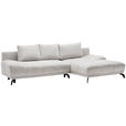 ECKSOFA in Chenille Hellgrau  - Hellgrau/Schwarz, MODERN, Textil/Metall (290/182cm) - Hom`in