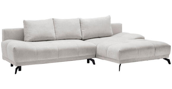 ECKSOFA in Chenille Hellgrau  - Hellgrau/Schwarz, MODERN, Textil/Metall (290/182cm) - Hom`in