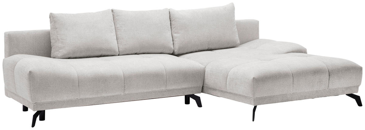 ECKSOFA in Chenille Hellgrau  - Hellgrau/Schwarz, Modern, Textil/Metall (290/182cm) - Hom`in