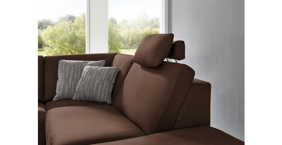 ECKSOFA in Mikrofaser Dunkelbraun  - Dunkelbraun/Alufarben, Design, Textil/Metall (275/242cm) - Dieter Knoll