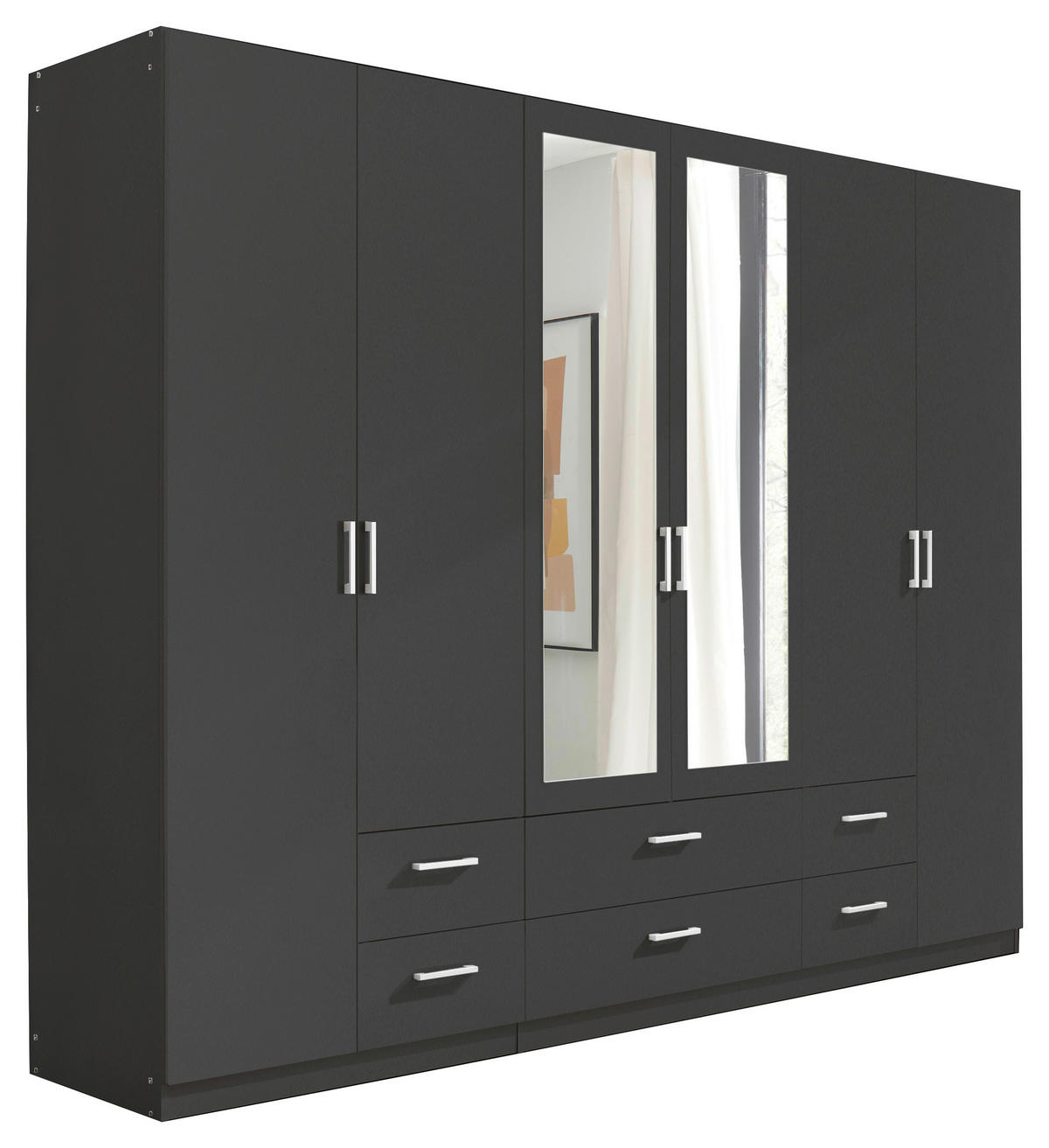 ORMAR S KLASIČNIM VRATIMA     - boje grafita/boje aluminija, Konvencionalno, staklo/drvni materijal (271/210/54cm) - Carryhome