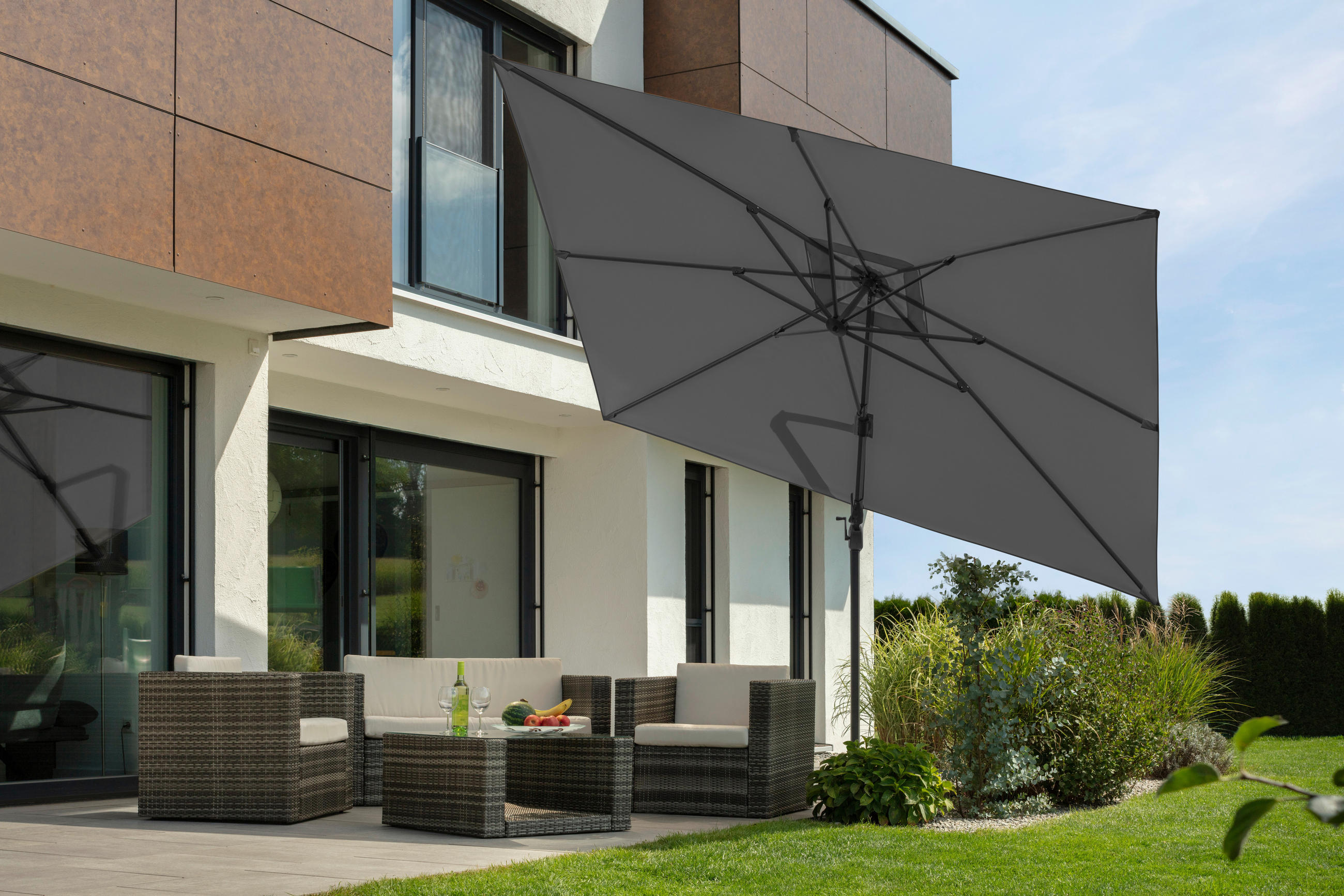 AMPELSCHIRM 350 cm Anthrazit  - Anthrazit, Basics, Textil/Metall (322/276/350x260cm) - Schneider