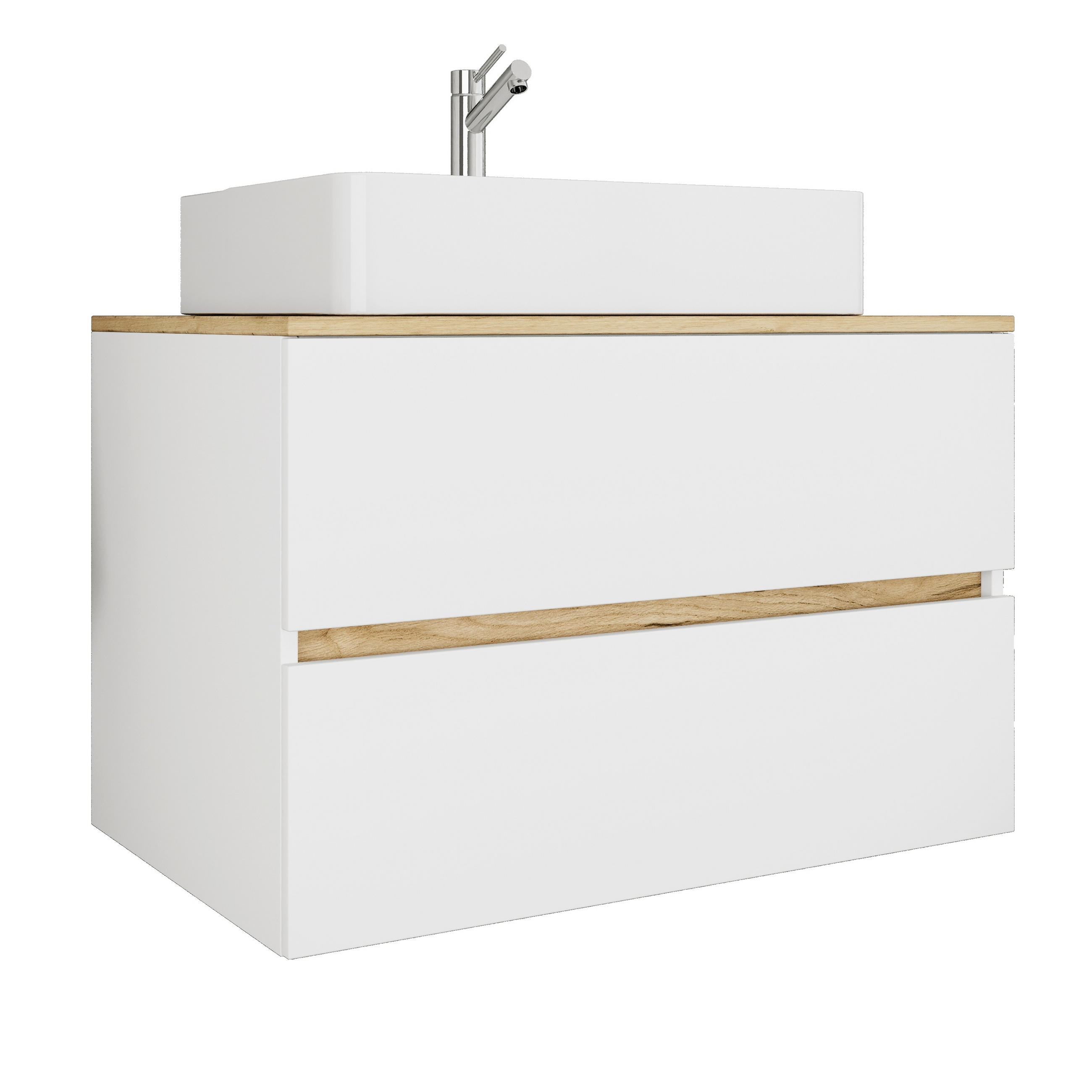 BADRUM  - vit/honungsek, Trend, trämaterial/keramik (80/64/51cm) - MID.YOU
