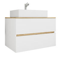 BADRUM  - vit/honungsek, Trend, trämaterial/keramik (80/64/51cm) - MID.YOU