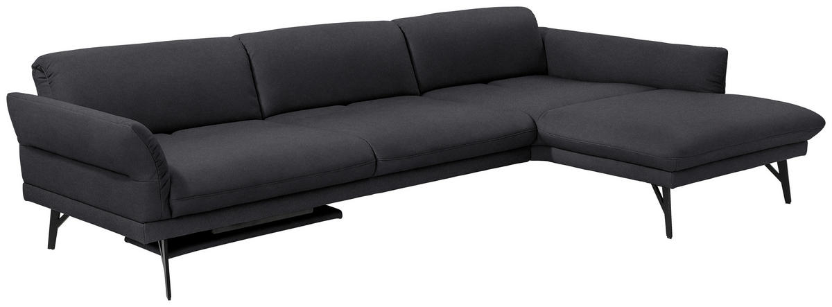 ECKSOFA Posh in Echtleder Anthrazit  308/173 cm  - Anthrazit, Design, Leder/Metall (308/173cm) - Joop!