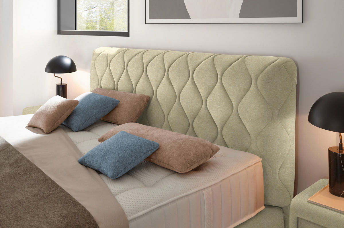 BOXSPRINGBETT 180/200 cm  in Creme  - Creme/Schwarz, Design, Kunststoff/Textil (180/200cm) - Johann Jakob