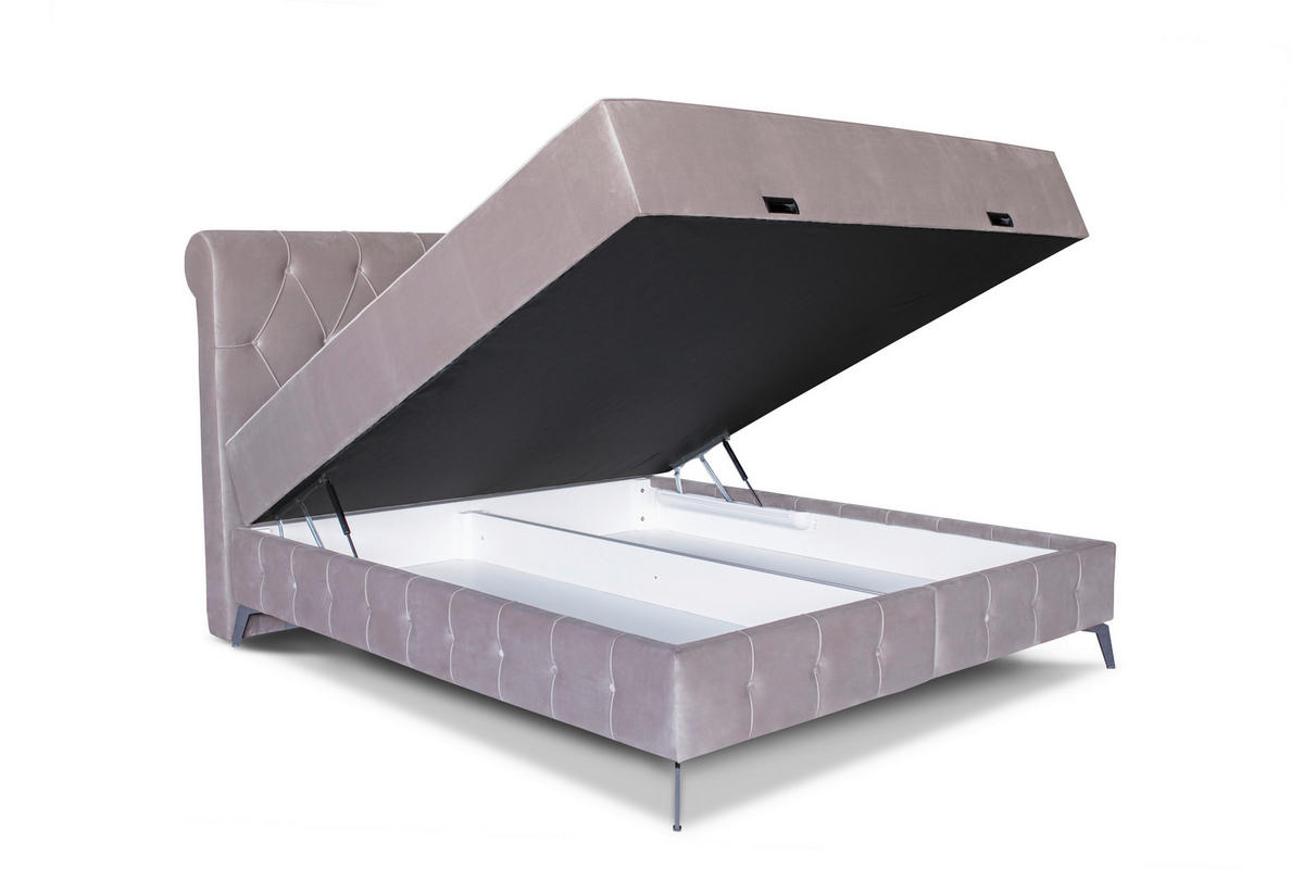 Pat Boxspring 160x200 Cm, bej - bej/negru, Modern, lemn/metal (160/200cm) - Ti'me