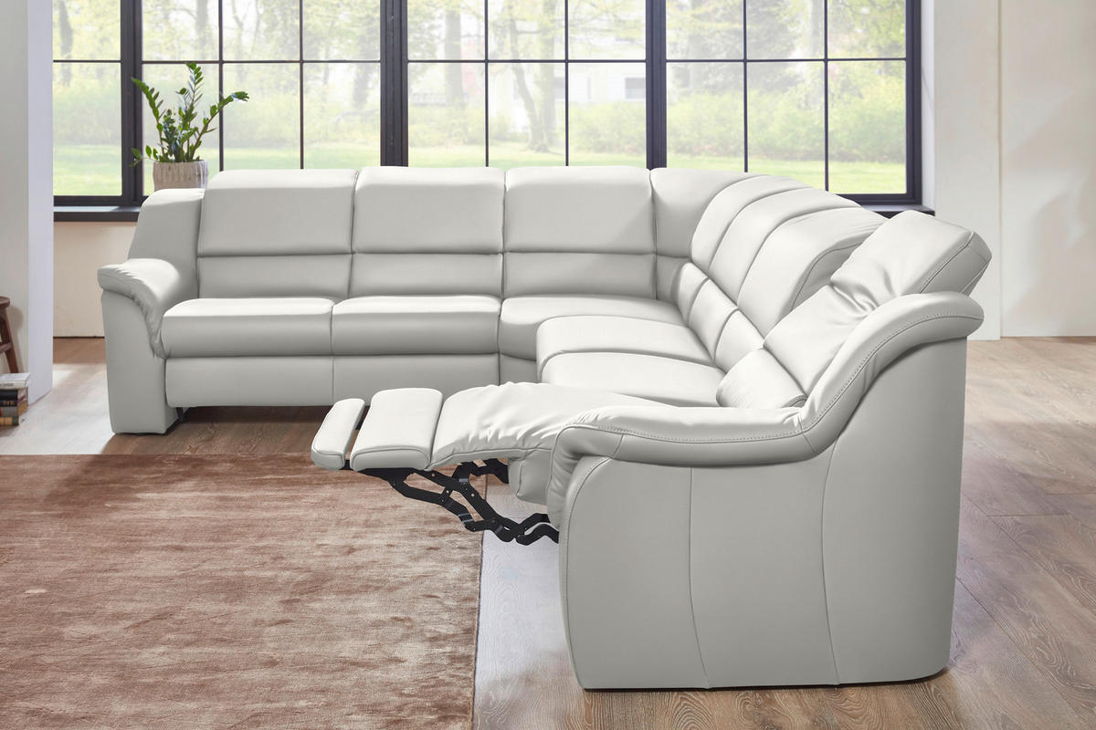 ECKSOFA  in Echtleder Weiß  260/324 cm  - Schwarz/Weiß, KONVENTIONELL, Leder/Kunststoff (260/324cm) - Cantus