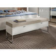 BETTBANK Lederlook Grau, Weiß  - Chromfarben/Weiß, Design, Glas/Textil (141/50/43cm) - Dieter Knoll