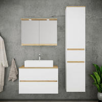 BADEZIMMER 4-teilig  in 120 cm  - Honigeiche/Weiß, Trend, Keramik/Holzwerkstoff (120cm) - MID.YOU