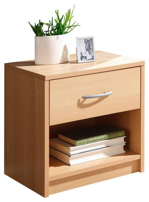 NACHTSCHRANK 39/41/28 cm  - Buchefarben/Silberfarben, Basics, Holzwerkstoff/Kunststoff (39/41/28cm) - P & B