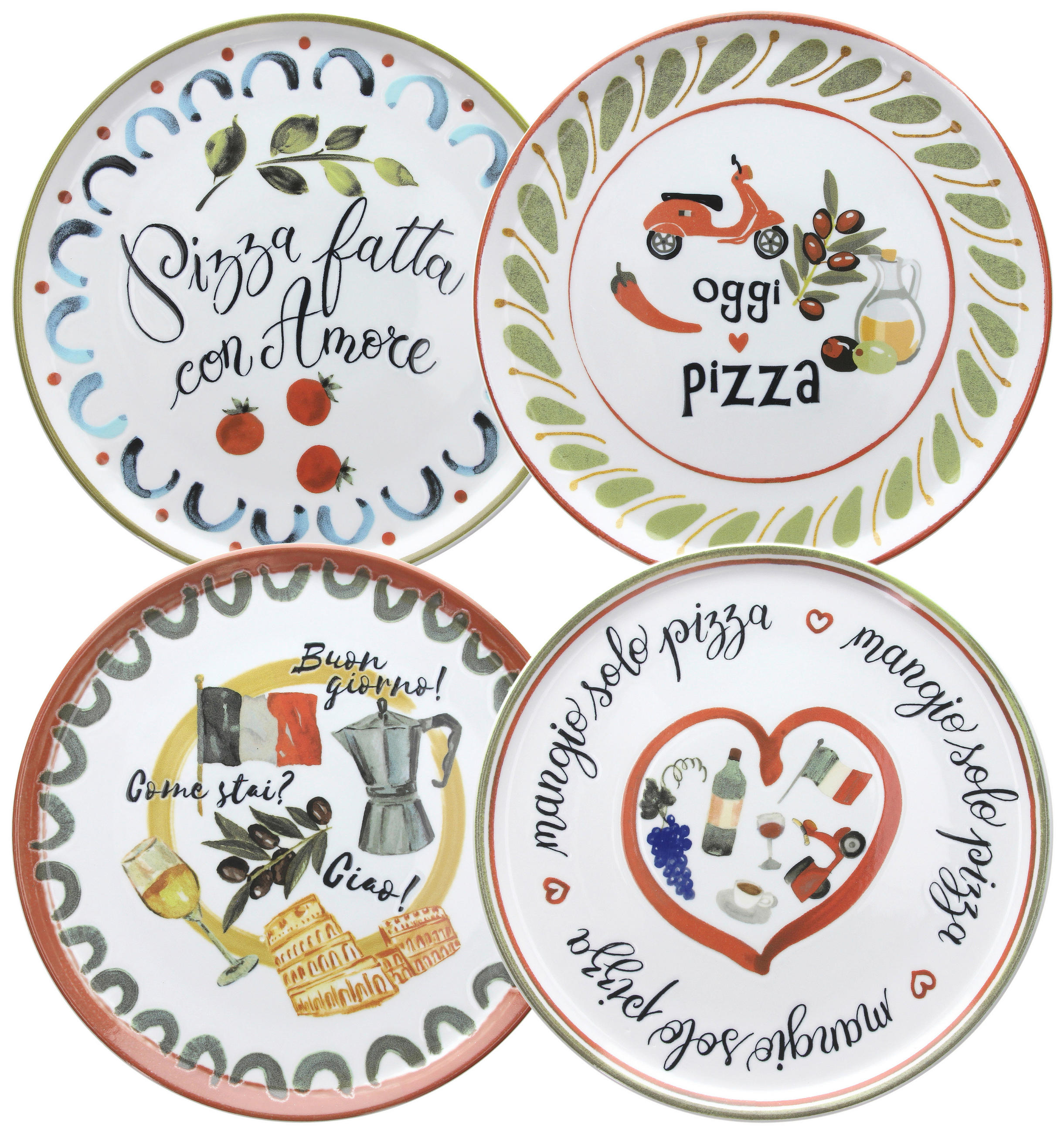 Pizzateller Porzellan Rund 4er-Set Cinzia Ca. 32,5 Cm