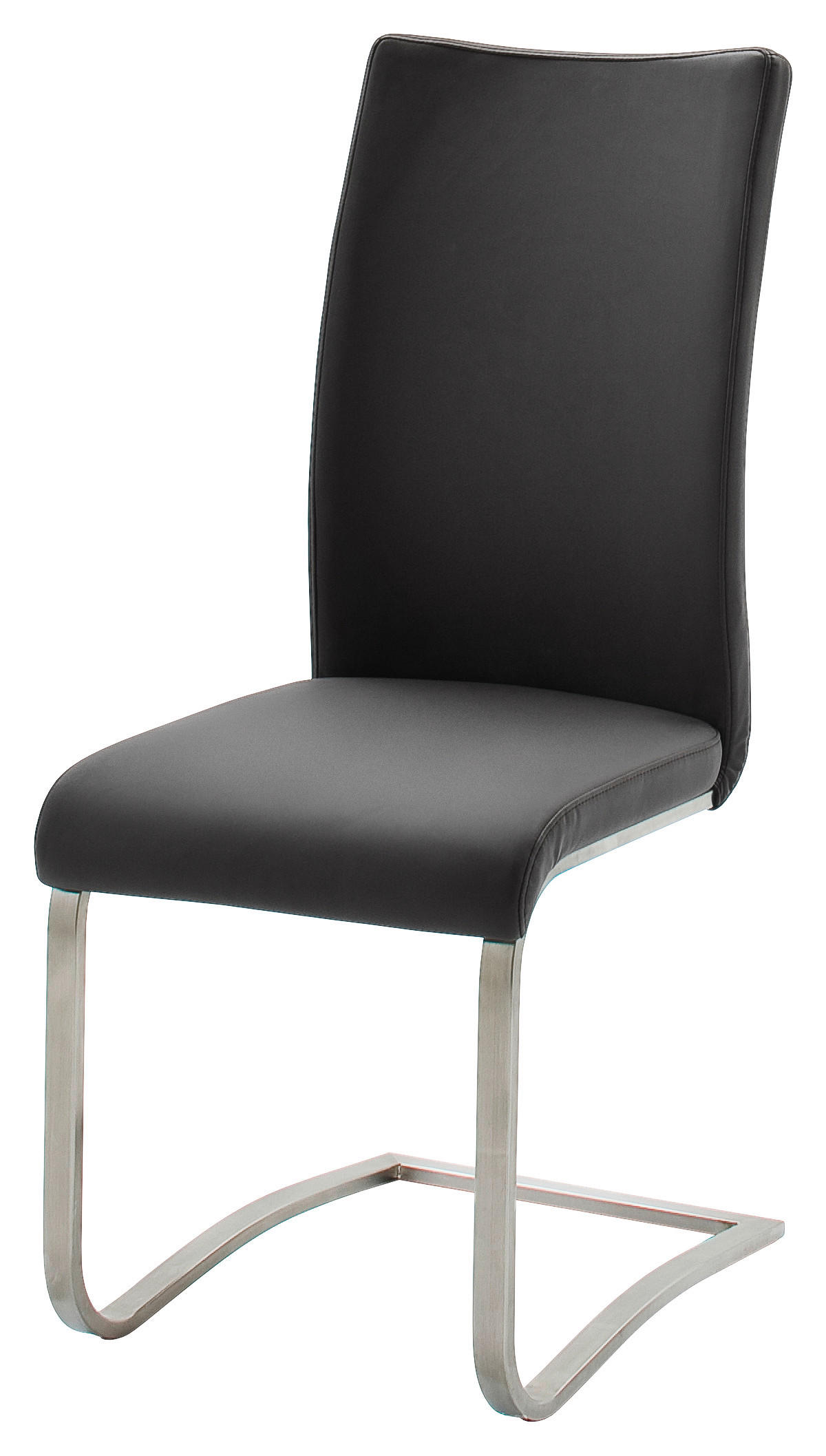 SCHWINGSTUHL     - Edelstahlfarben/Schwarz, Design, Leder/Metall (43/103/52cm) - Livetastic