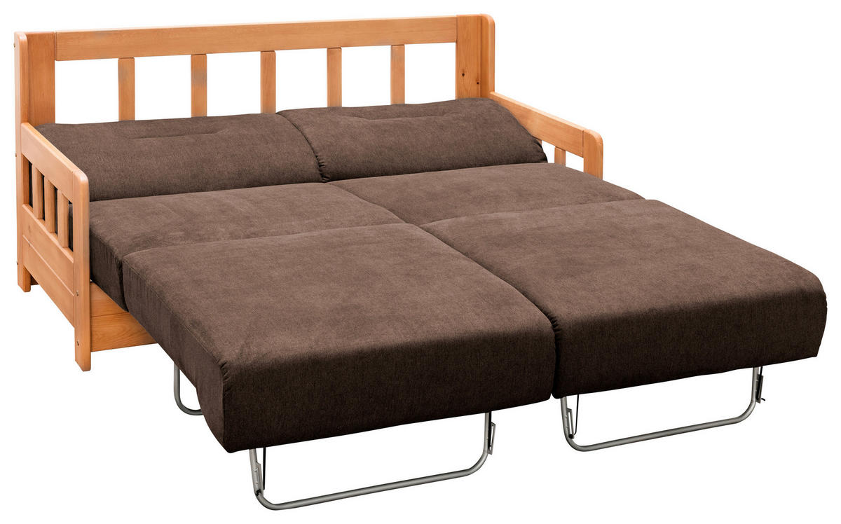 SCHLAFSOFA Textil Honig, Dunkelbraun  - Dunkelbraun/Honig, Lifestyle, Holz/Textil (154/88/90cm) - Livetastic