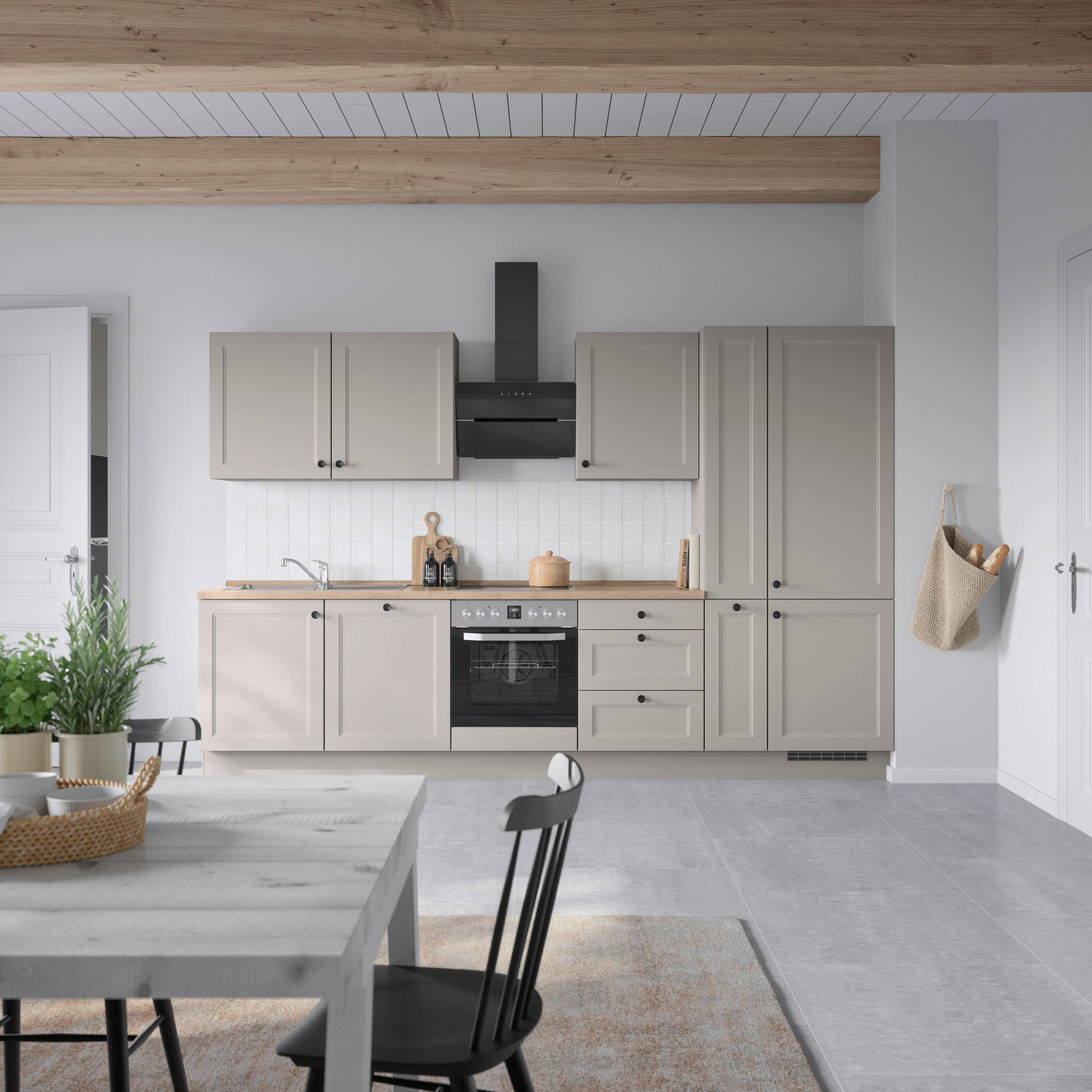 KÜCHENBLOCK 330 cm   in Grau, Eiche dunkel  - Eiche dunkel/Schwarz, MODERN, Holzwerkstoff/Metall (330cm) - Nobilia