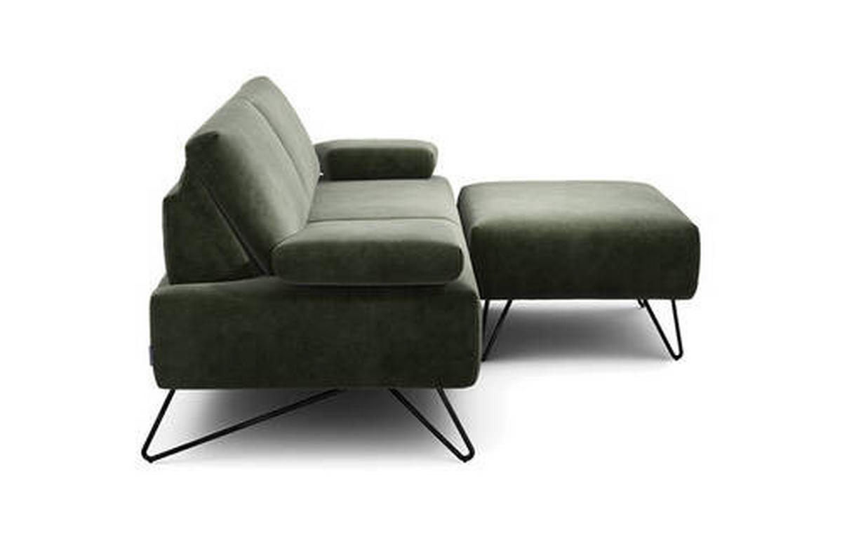 2,5-SITZER in Samt Waldgrün  - Waldgrün/Schwarz, Design, Textil/Metall (204-234/85/86-94cm) - SENSOO