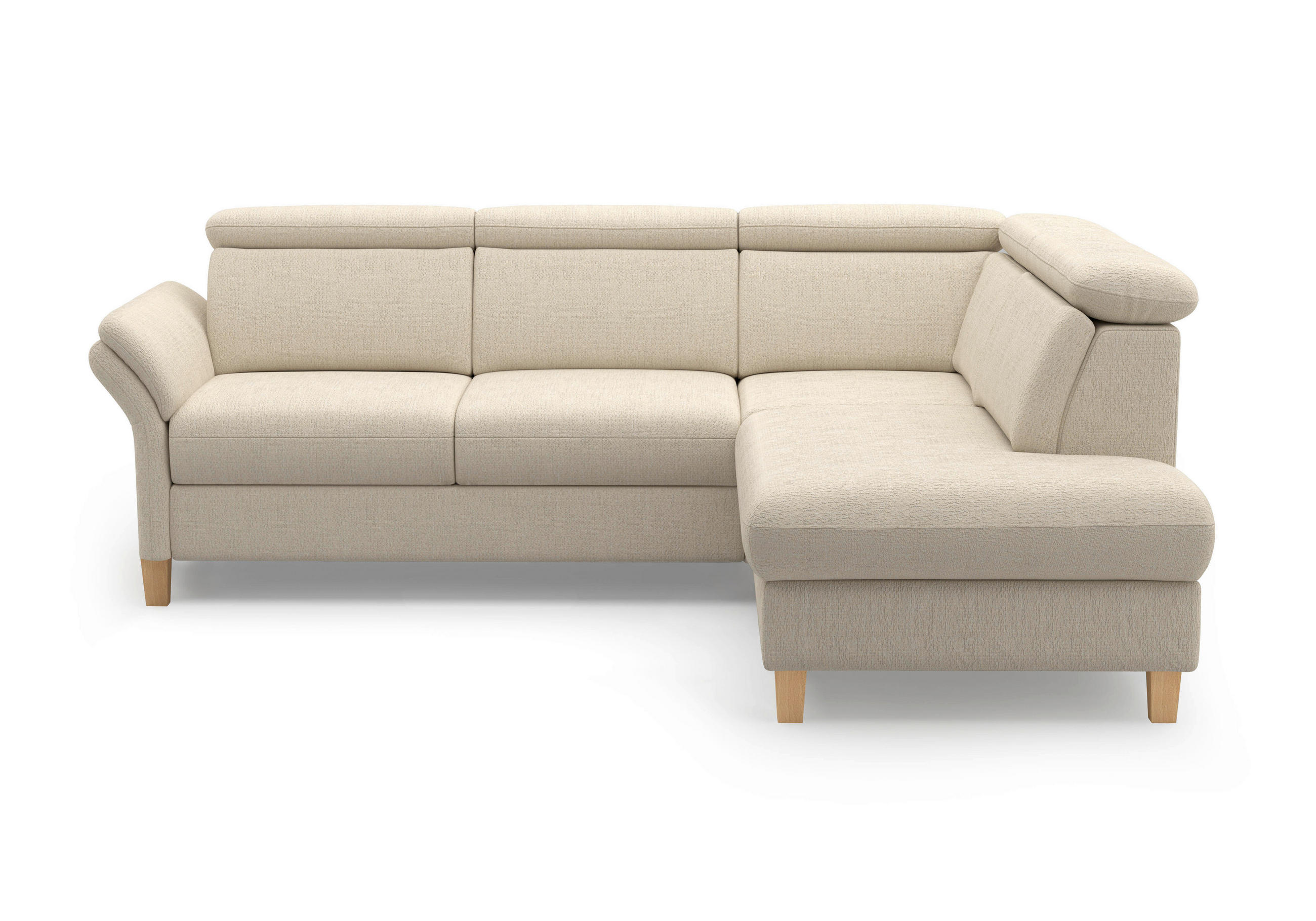 ECKSOFA GLENDALE E Sandfarben Chenille  - Sandfarben/Eichefarben, KONVENTIONELL, Holz/Textil (247/193cm) - Sit & More